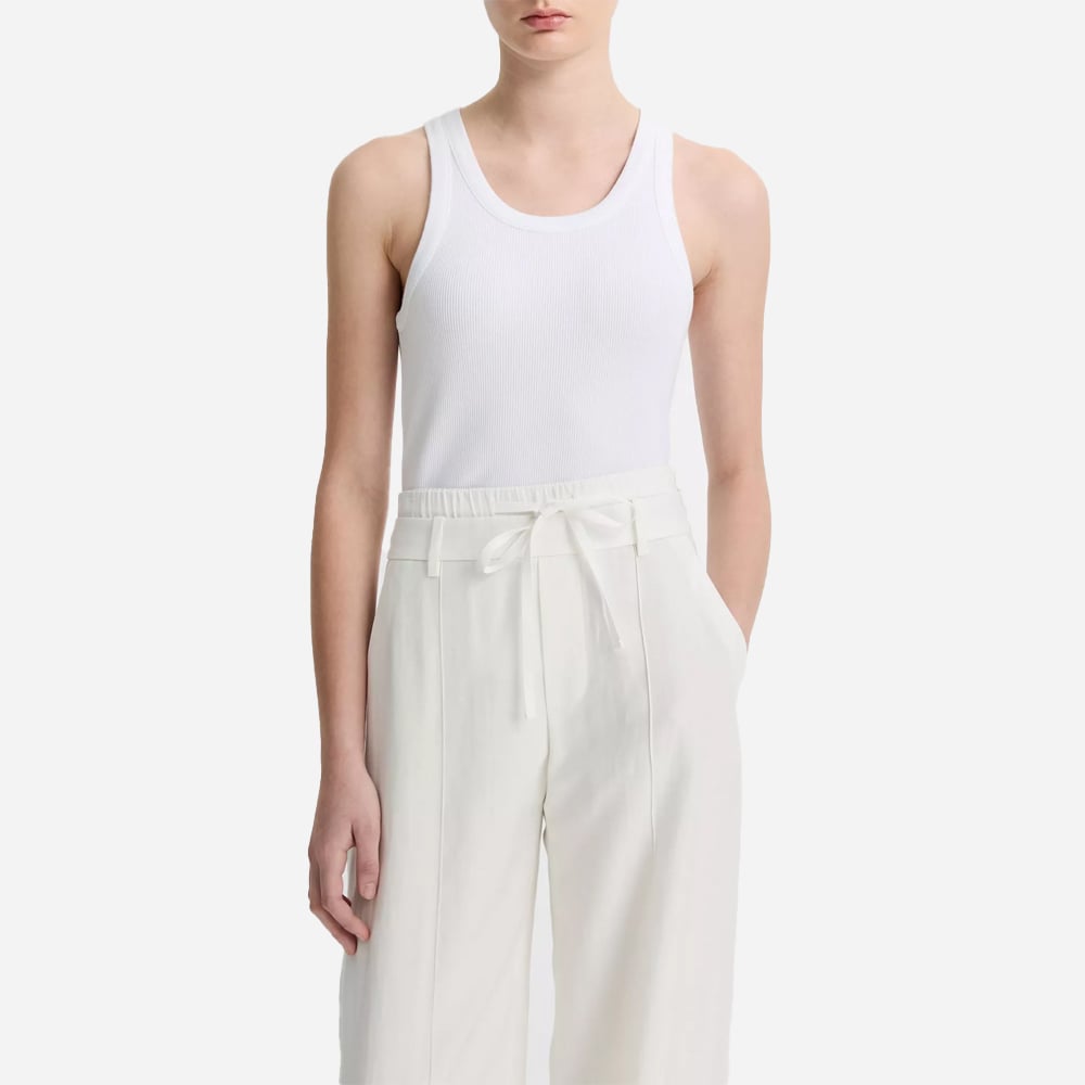 Ribbed Sccop-Neck Tank - Optic White