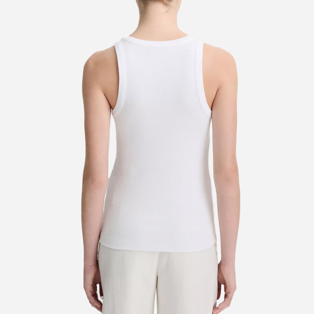 Ribbed Sccop-Neck Tank - Optic White