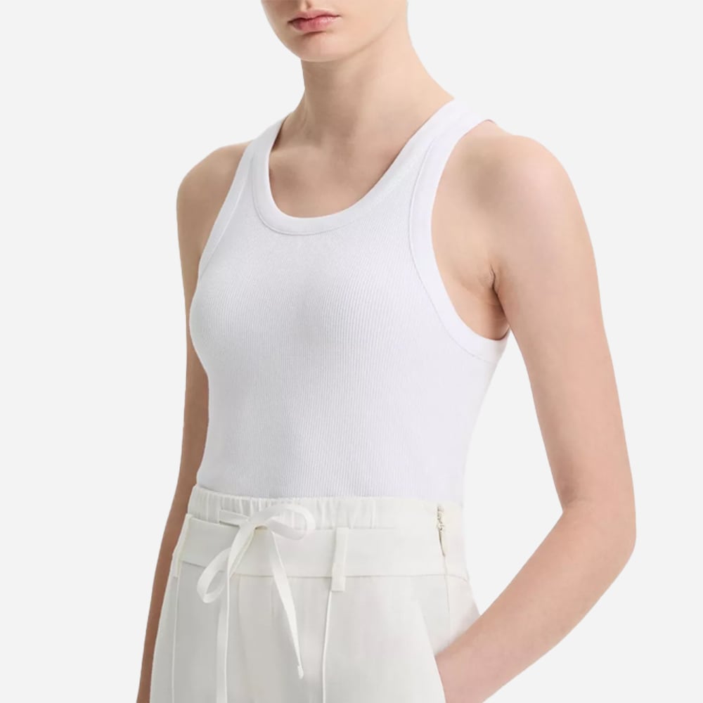 Ribbed Sccop-Neck Tank - Optic White