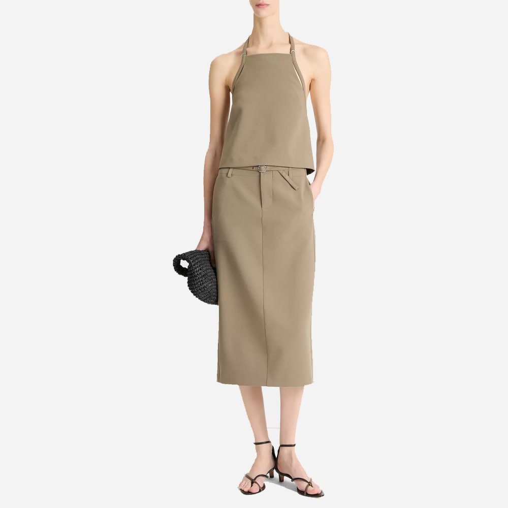 Belted Pencil Skirt - Oak Moss
