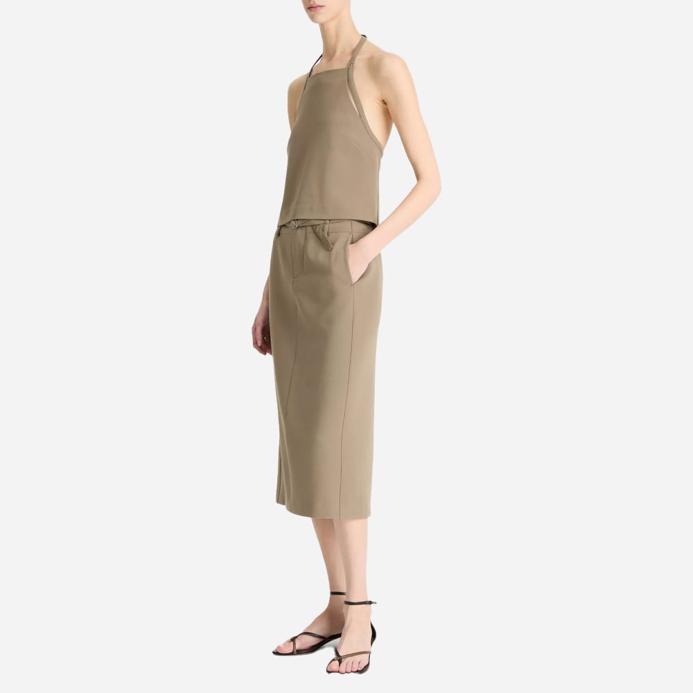 Belted Pencil Skirt - Oak Moss