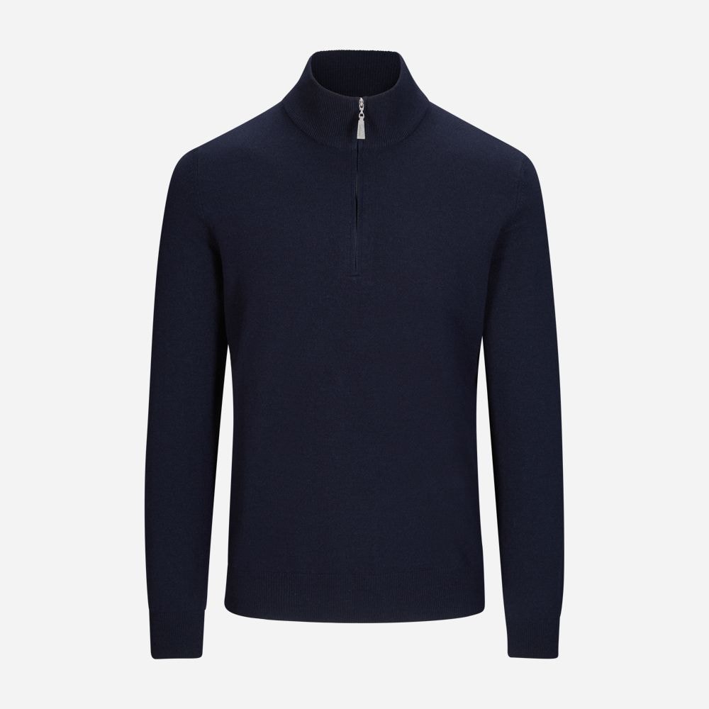 Half Zip Wool-Cashmere - Navy