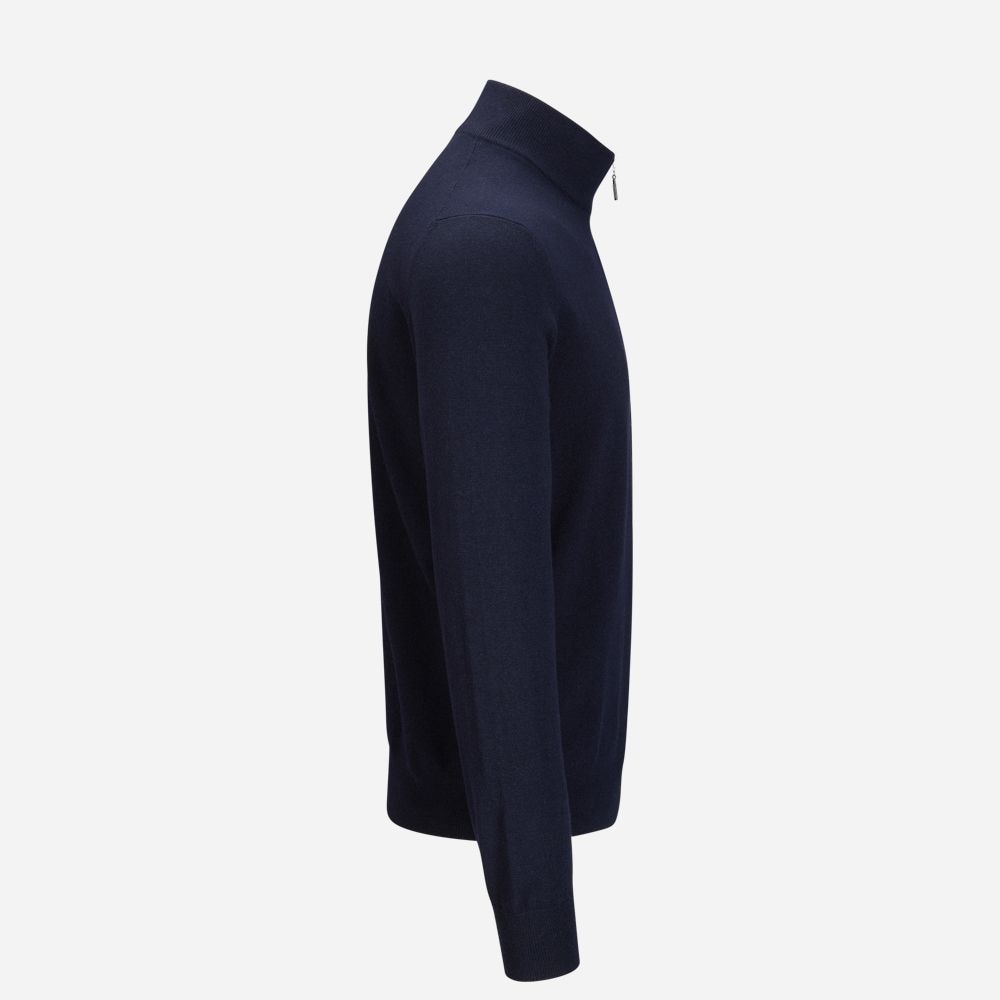 Half Zip Wool-Cashmere - Navy