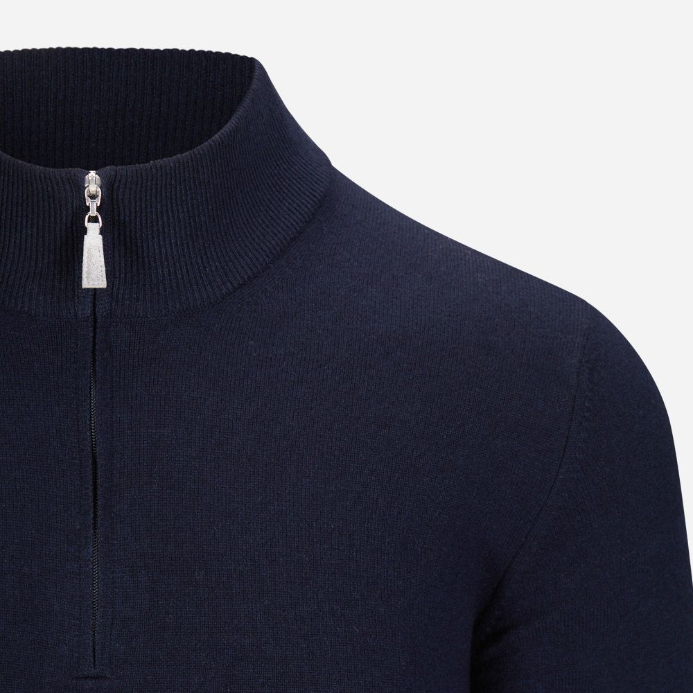 Half Zip Wool-Cashmere - Navy