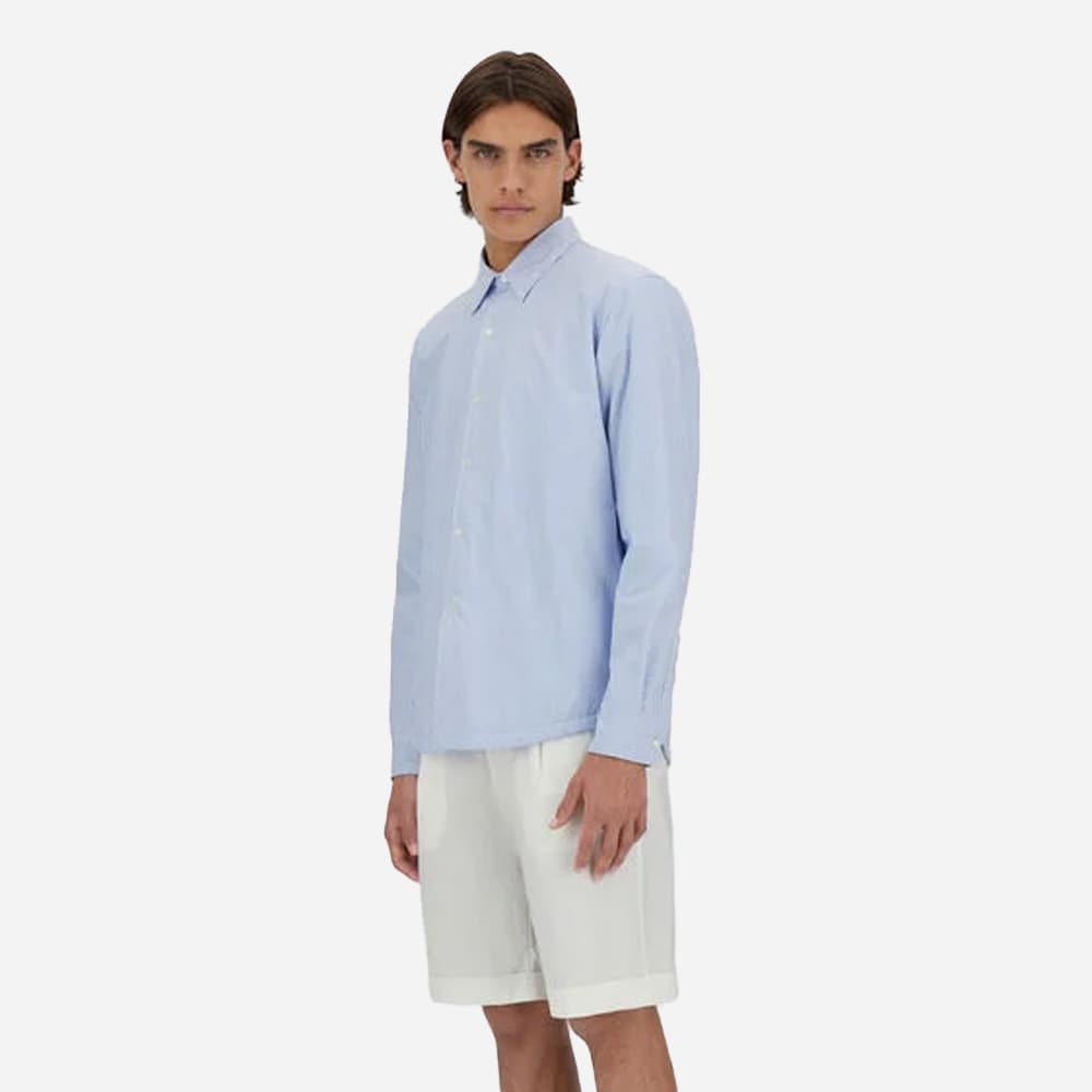 Cotton Stripe Shacket - Azzurro