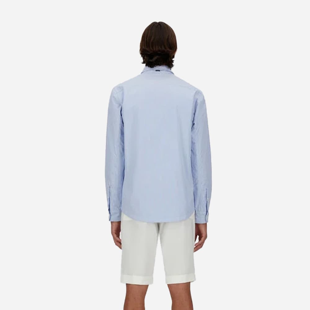Cotton Stripe Shacket - Azzurro