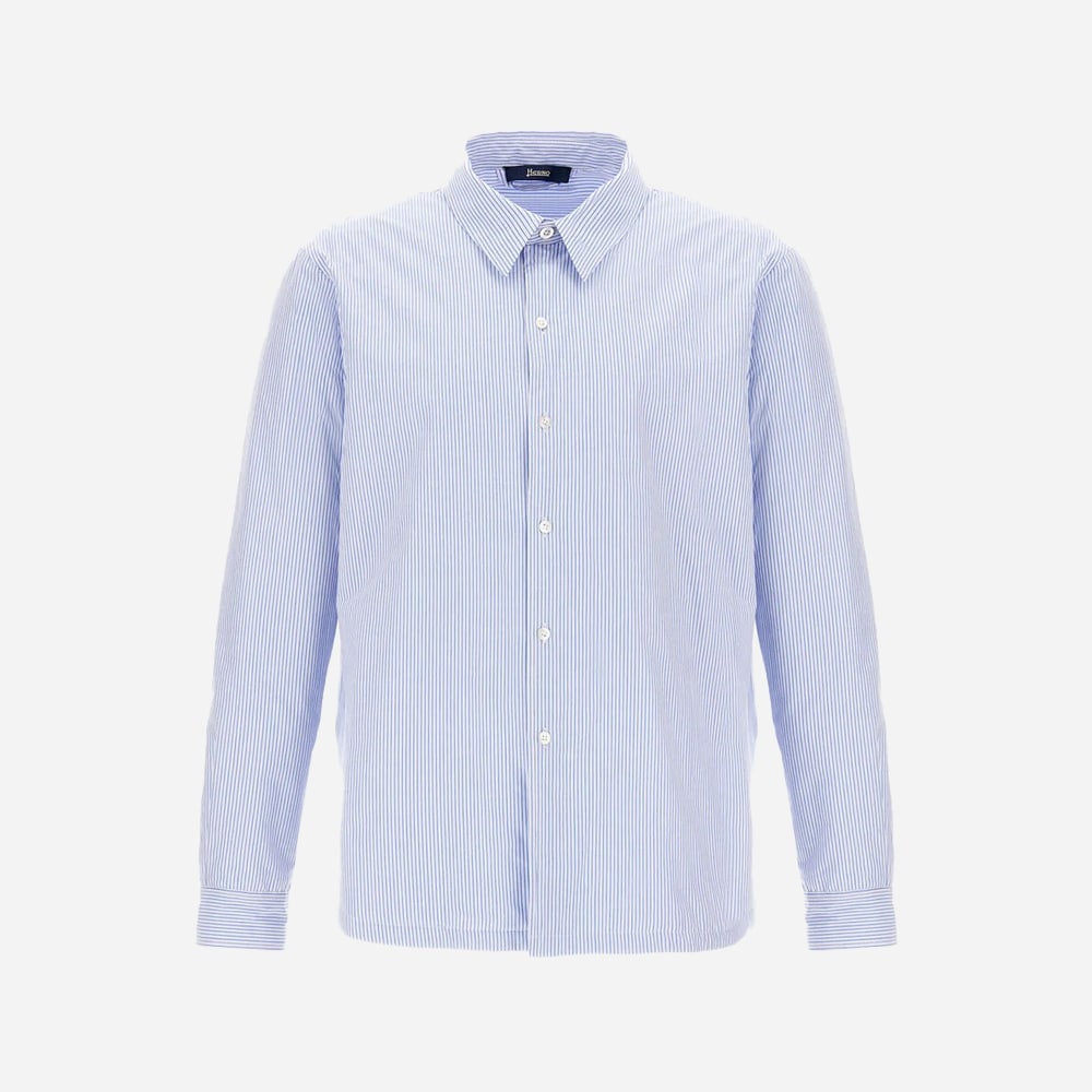 Cotton Stripe Shacket - Azzurro