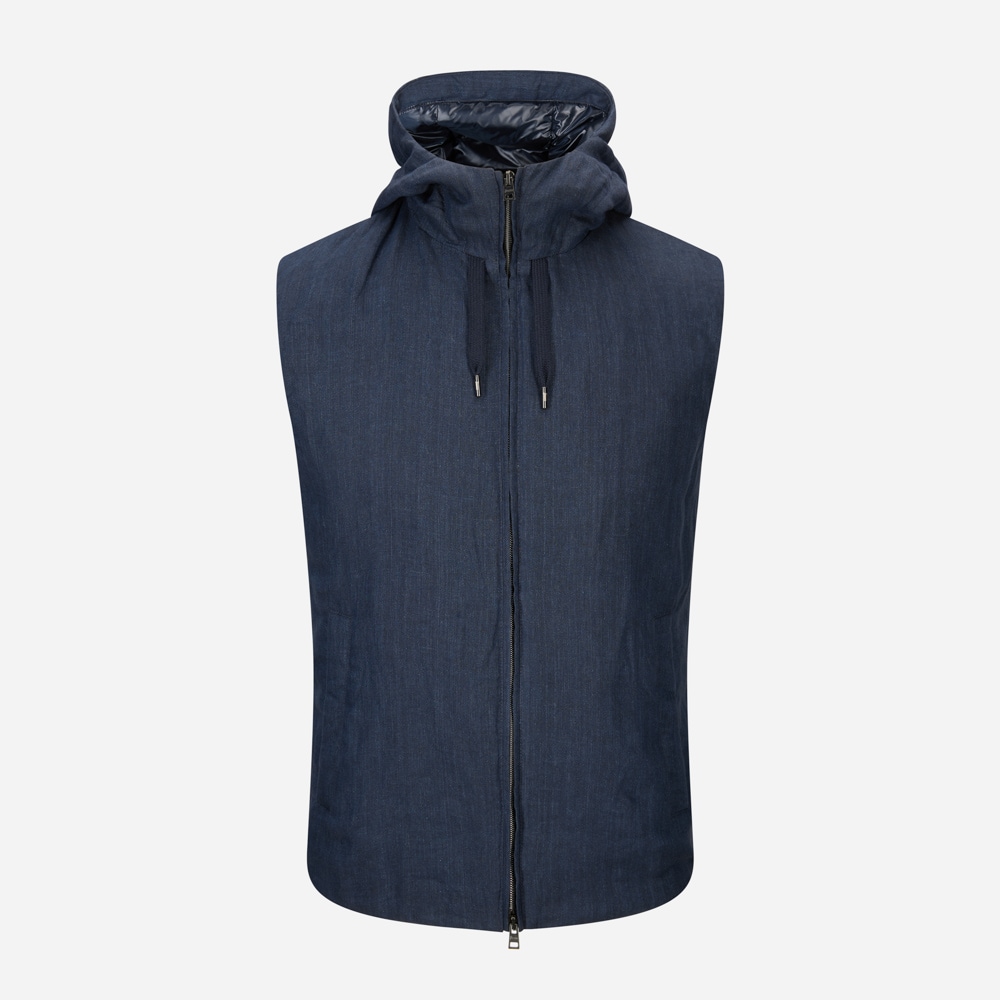 Linen Gilet - Blue White