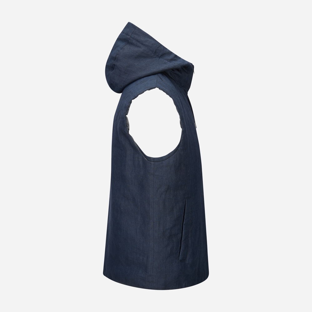 Linen Gilet - Blue White