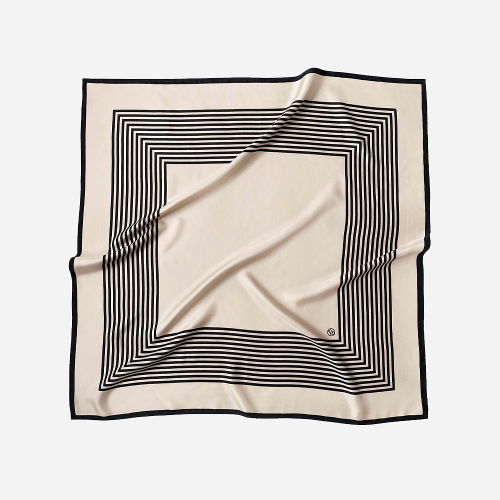 No 1 Silk Scarf - Sand&Black