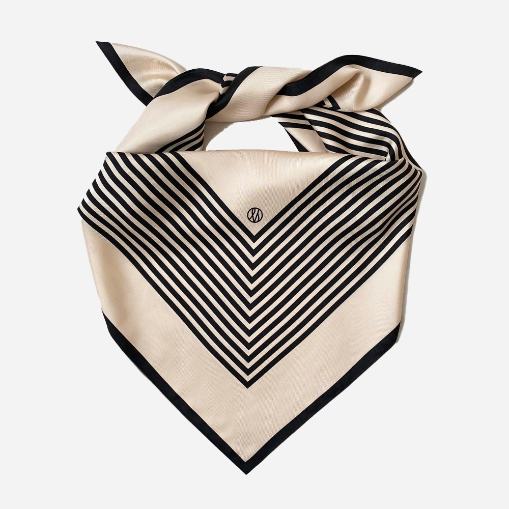 No 1 Silk Scarf - Sand&Black