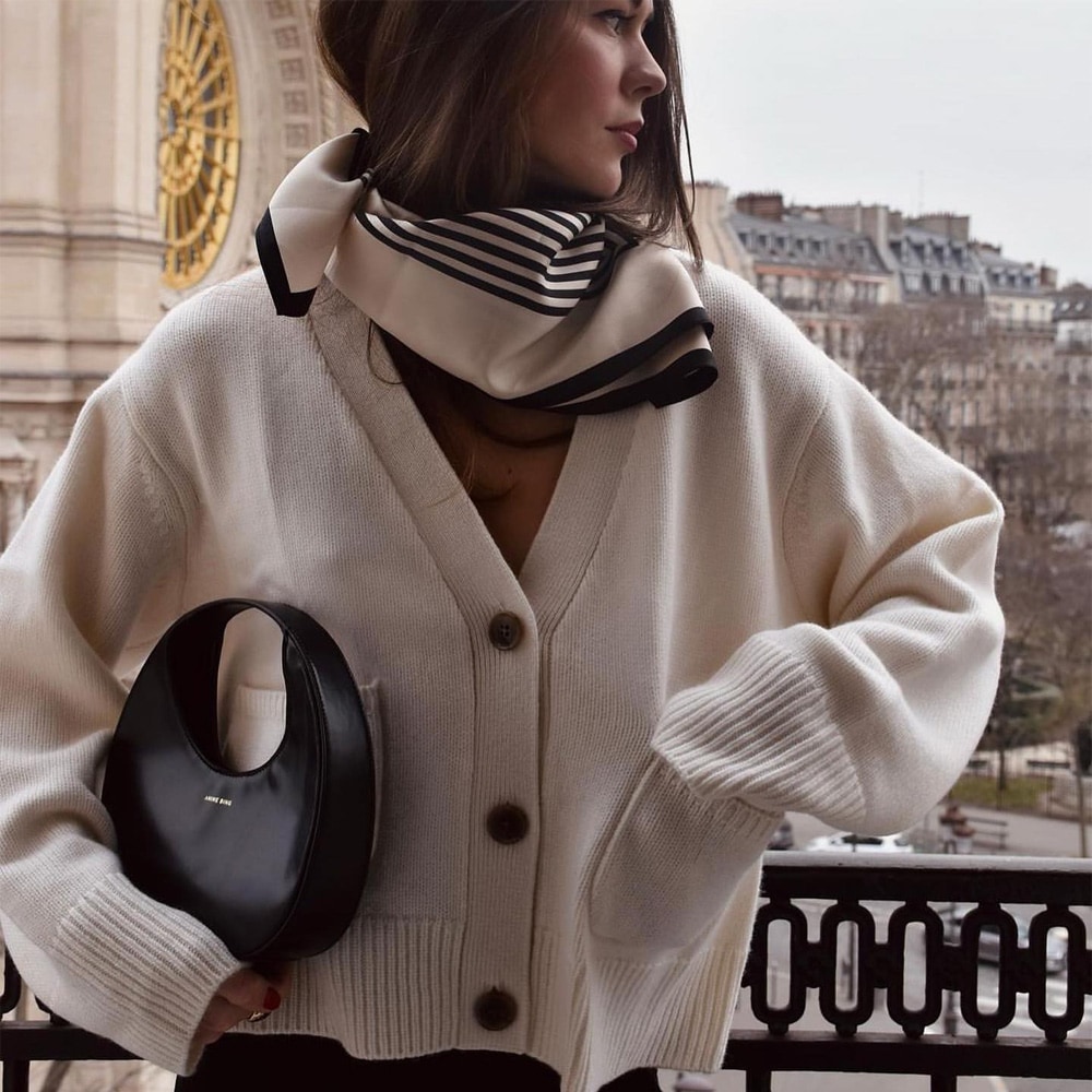 No 1 Silk Scarf - Sand&Black