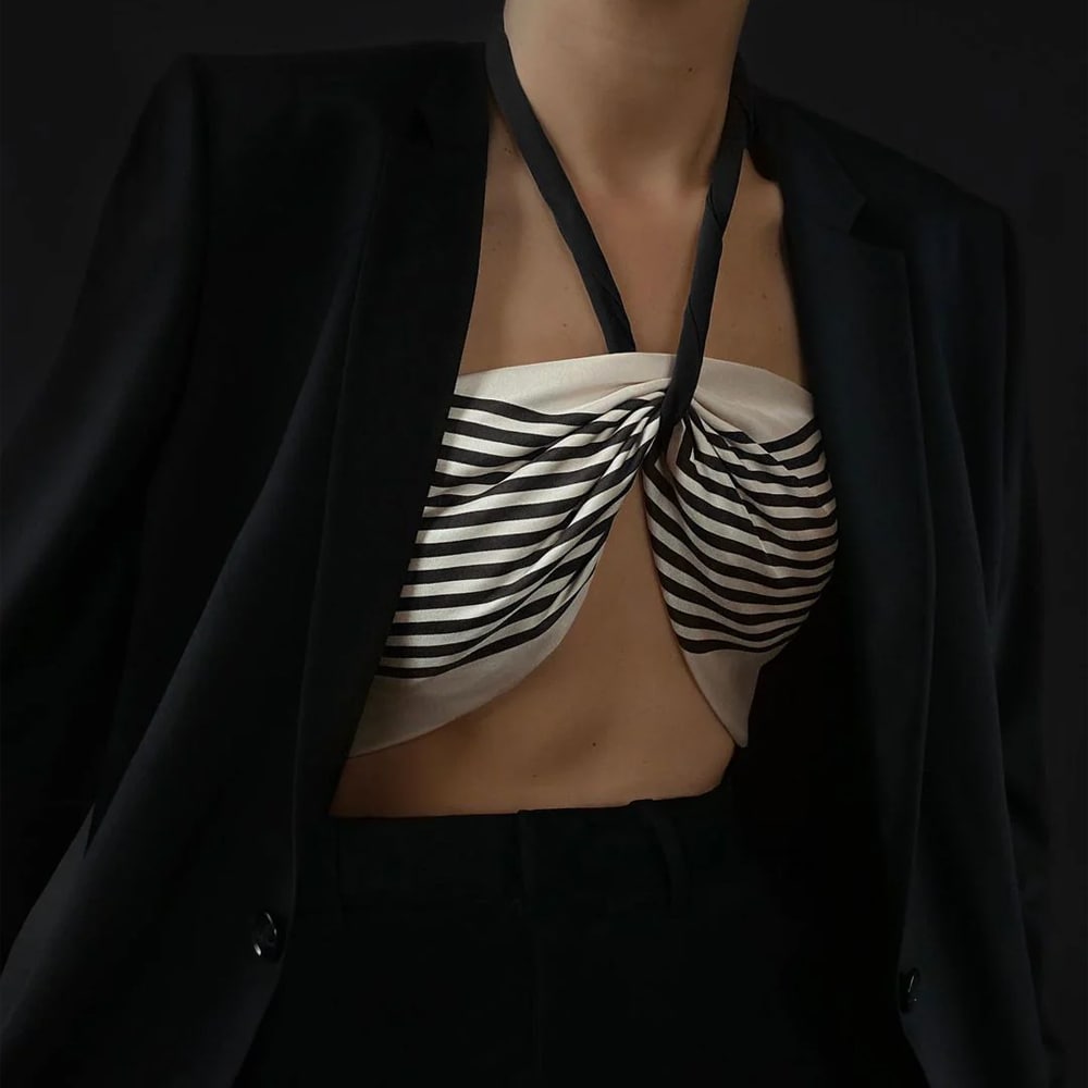No 1 Silk Scarf - Sand&Black