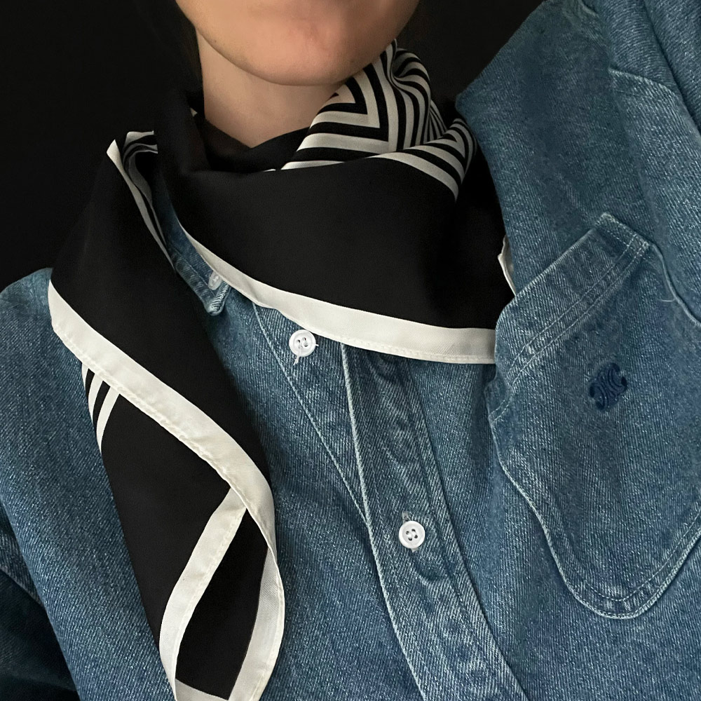 No 2 Silk Scarf -  Black