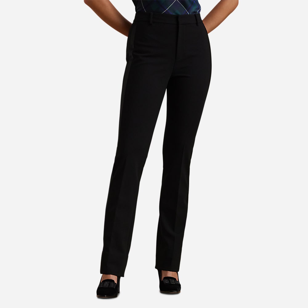 Satin-Trim Double-Faced Crepe Pant - Black