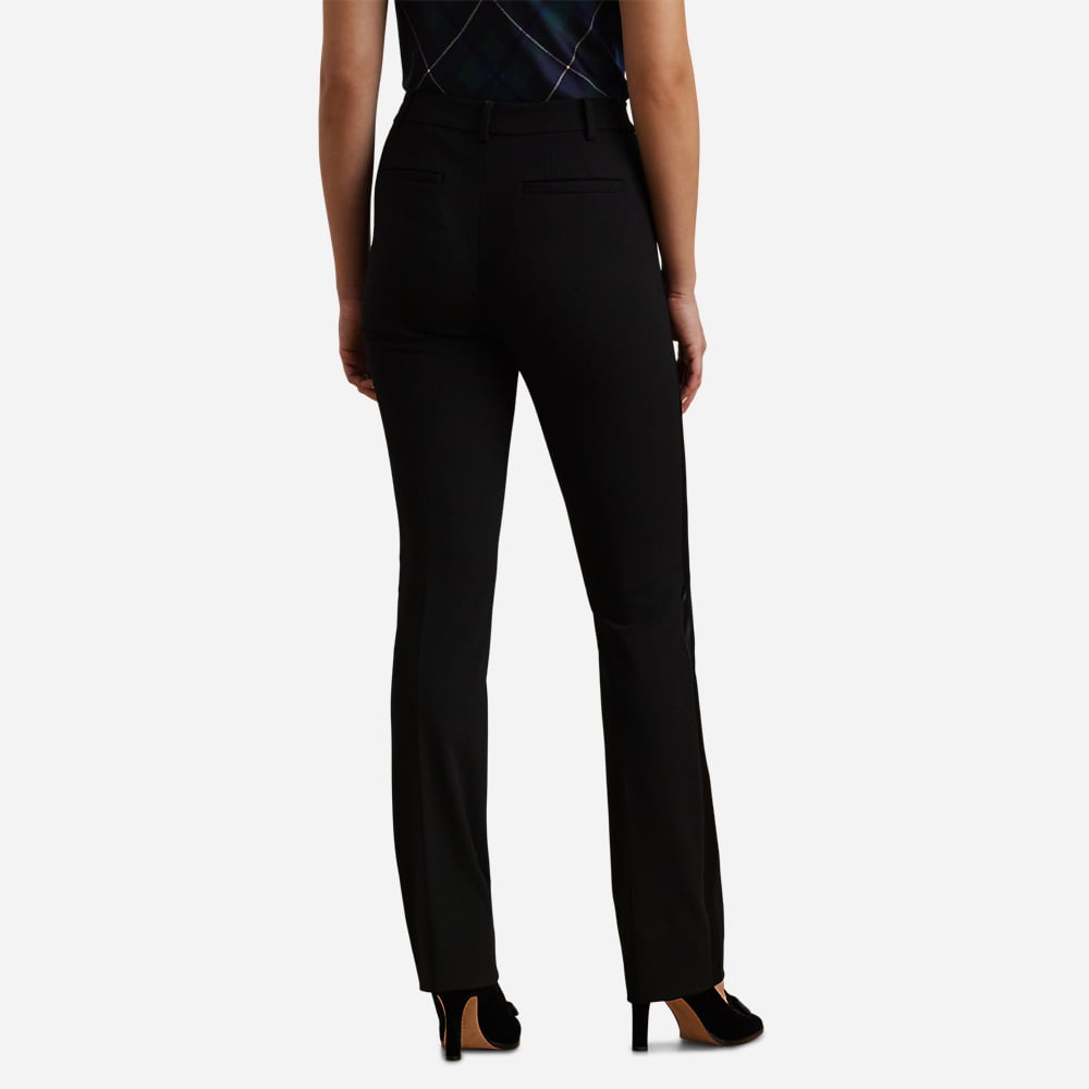 Satin-Trim Double-Faced Crepe Pant - Black