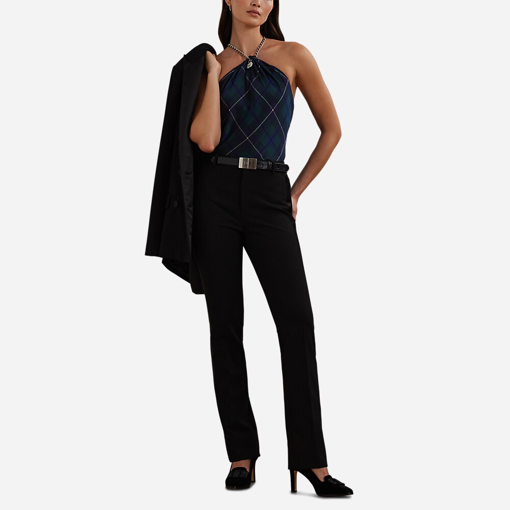 Satin-Trim Double-Faced Crepe Pant - Black