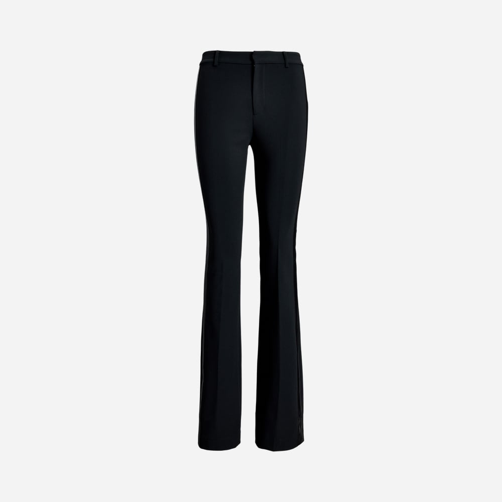 Satin-Trim Double-Faced Crepe Pant - Black