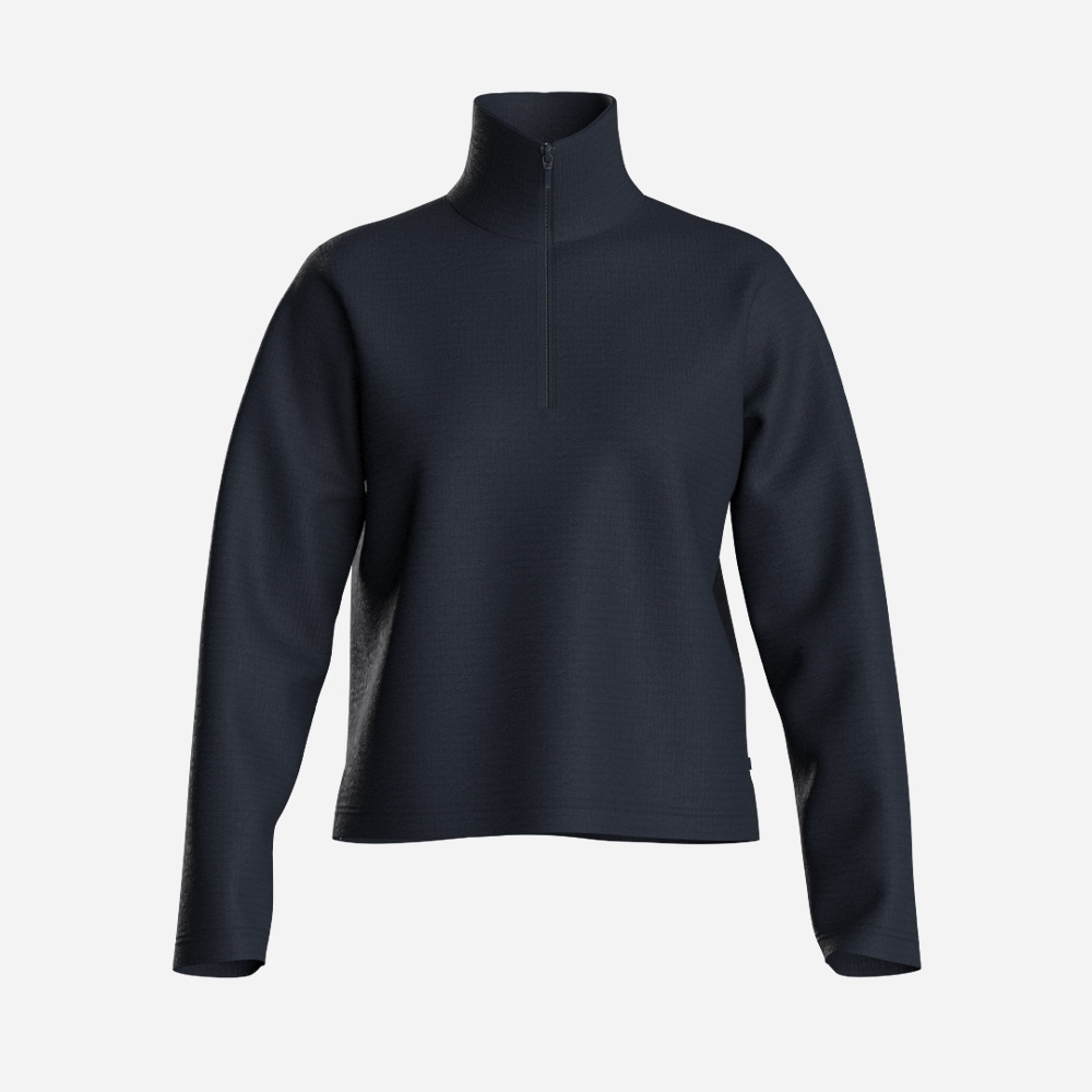Waffle Zipped Sweater - Navy-Blue