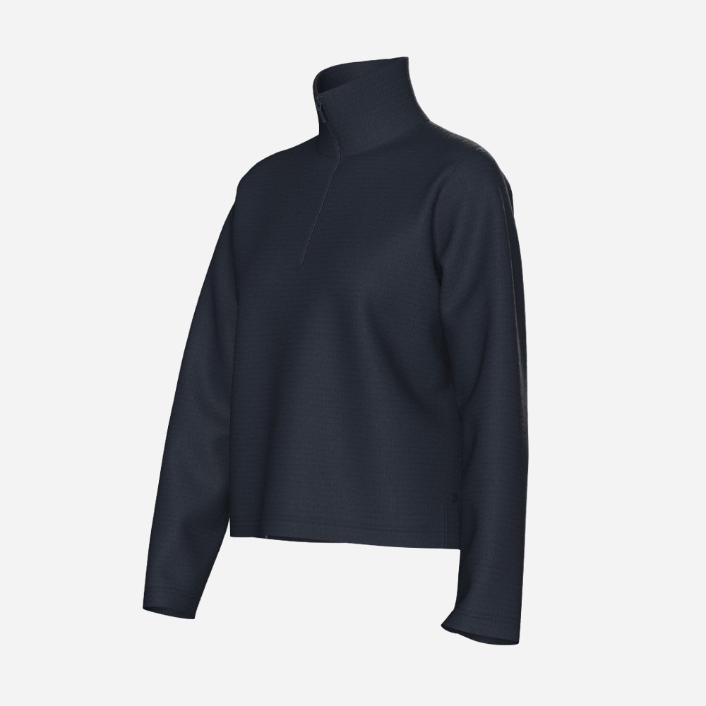 Waffle Zipped Sweater - Navy-Blue
