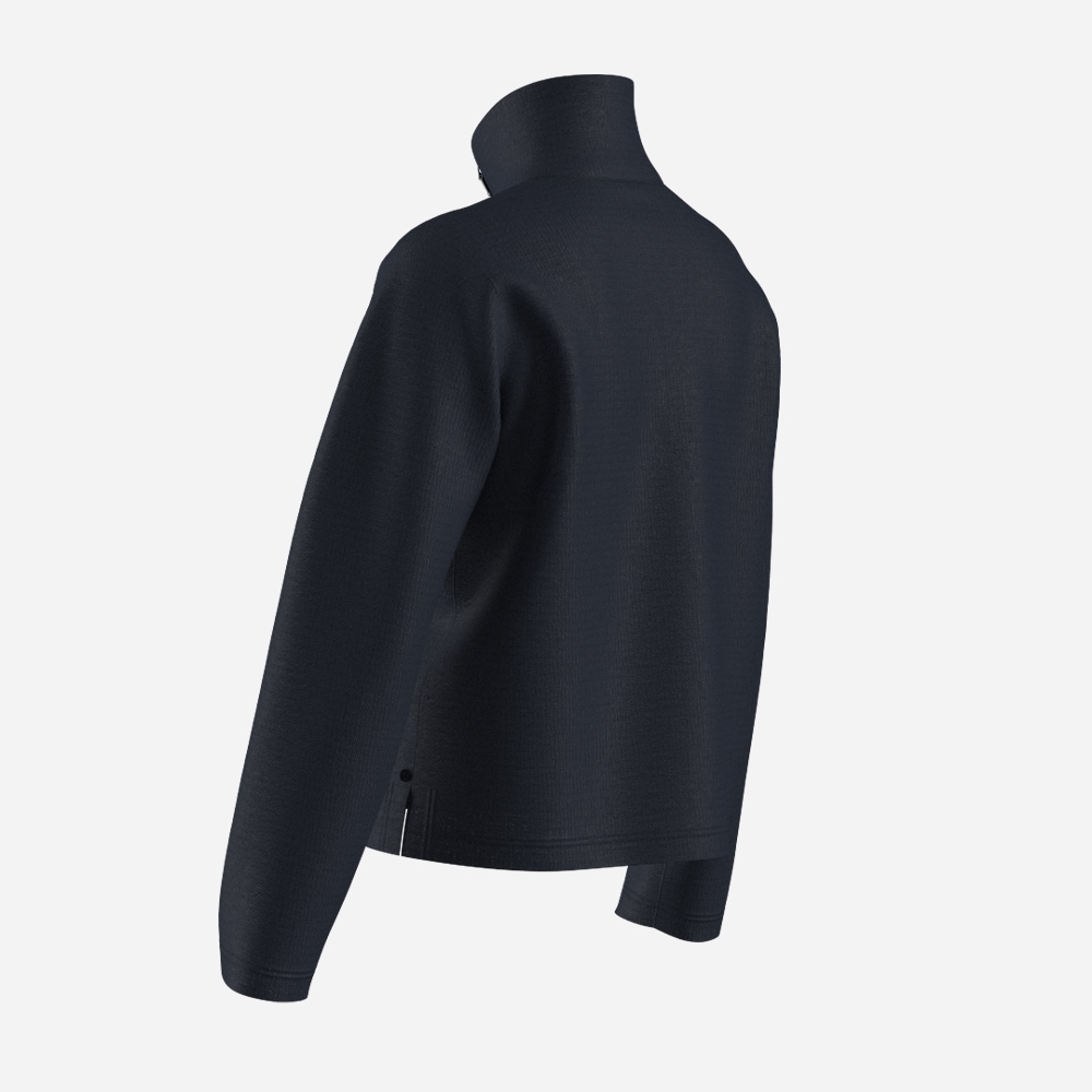 Waffle Zipped Sweater - Navy-Blue