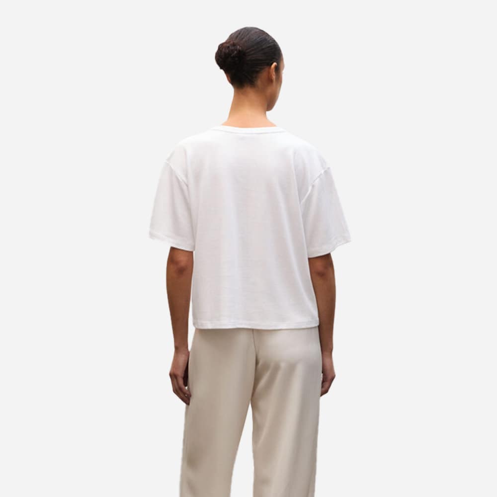 Boxy V-Neck Tee - White