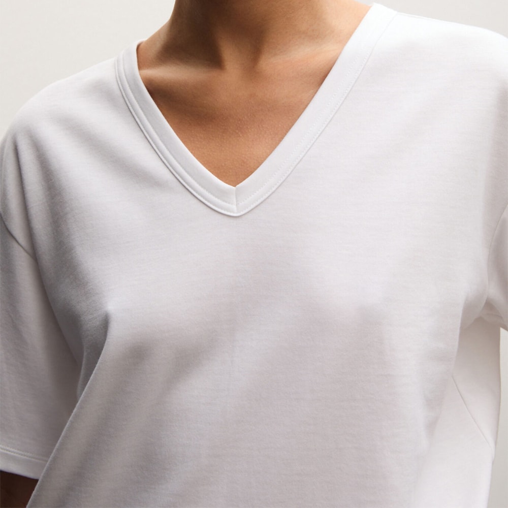 Boxy V-Neck Tee - White