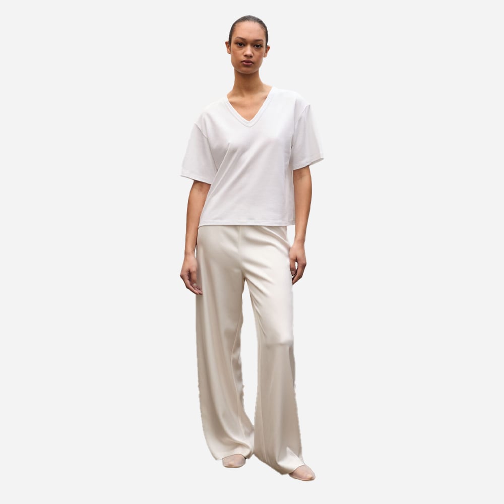 Boxy V-Neck Tee - White