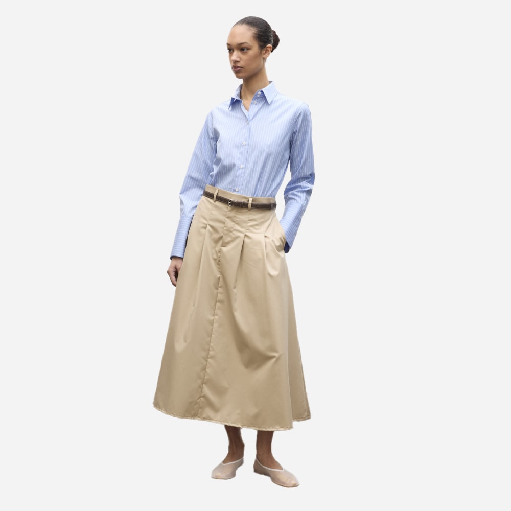 Pleated Midi Skirt - Beige