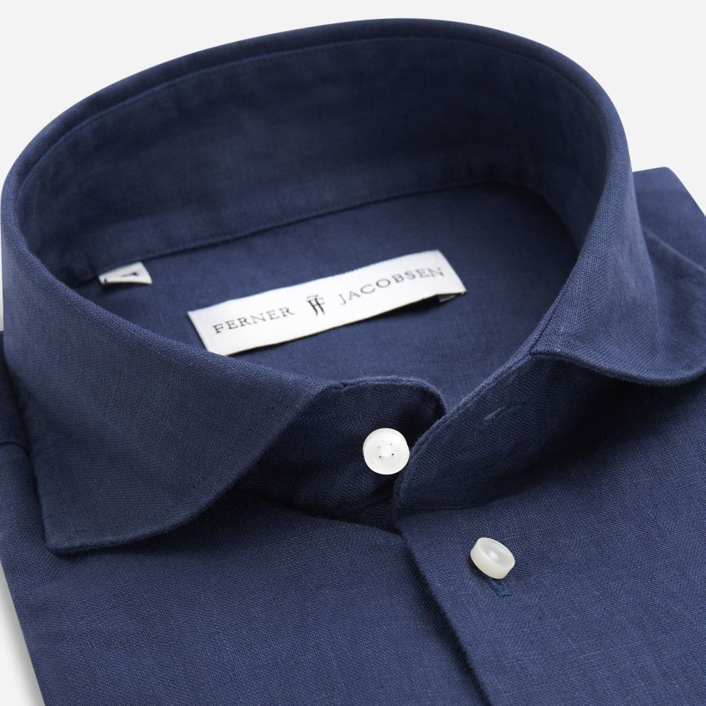 Regular Linen Shirt - Navy