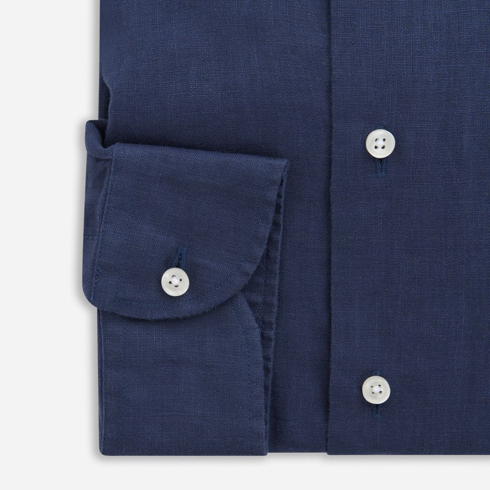 Regular Linen Shirt - Navy
