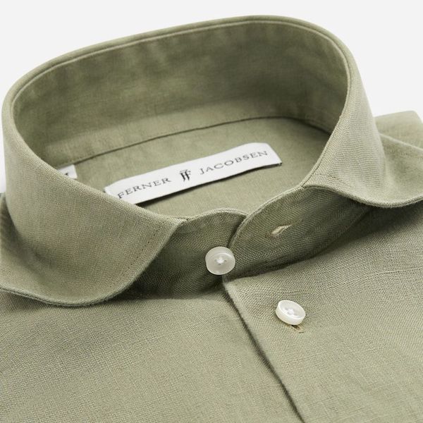 Regular Linen Shirt - Light Olive