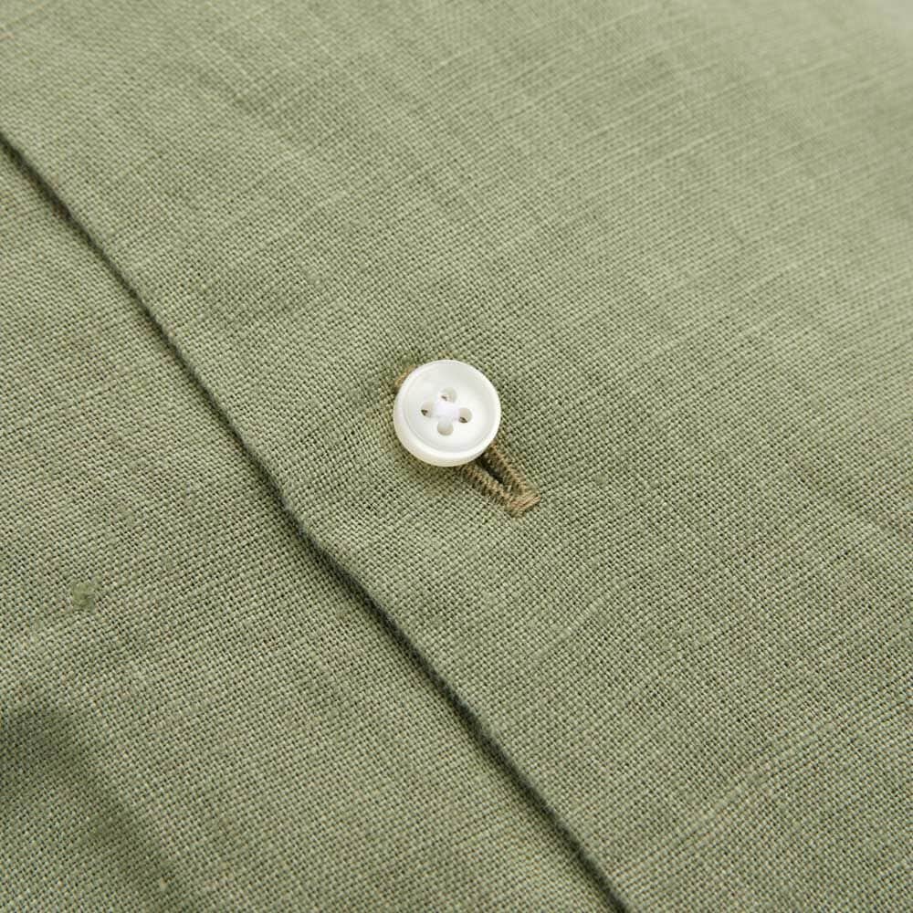 Regular Linen Shirt - Light Olive