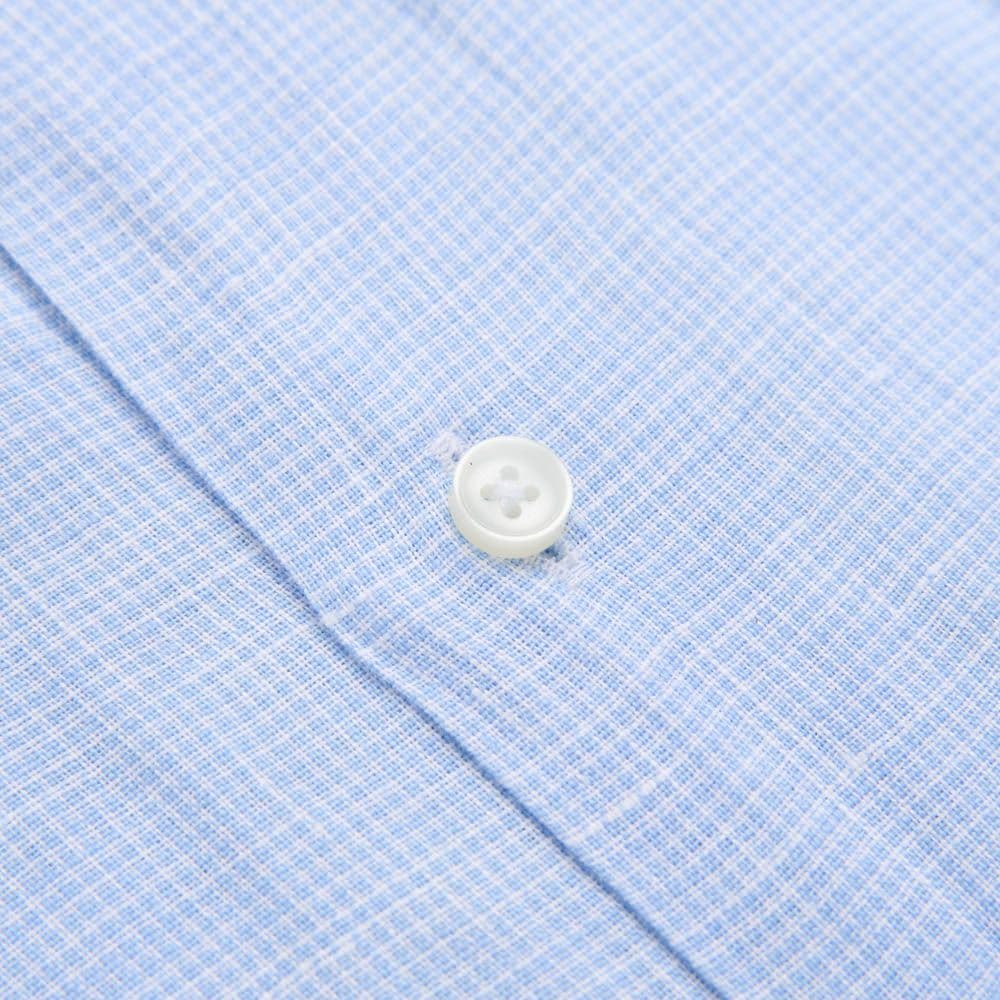 Slim Linen Shirt - Light Blue Dogtooth