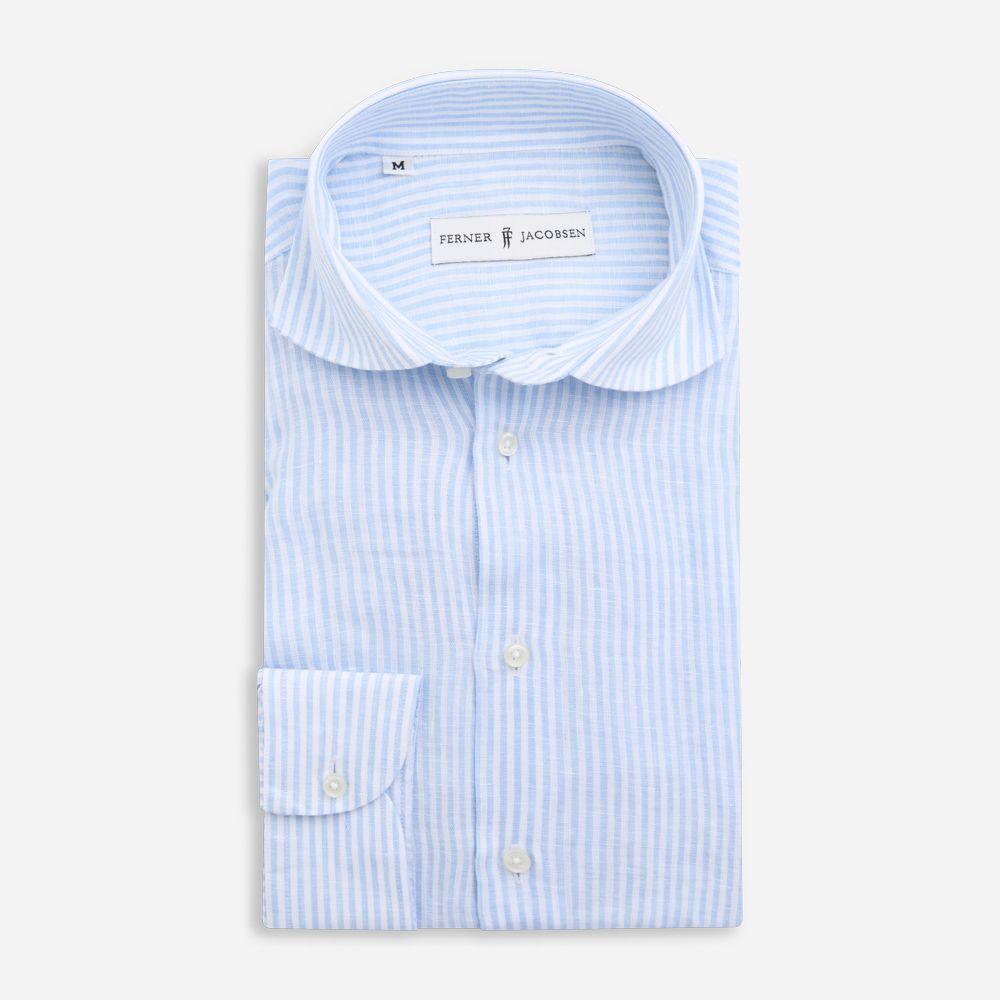 Slim Linen Shirt - Blue-White Stripes