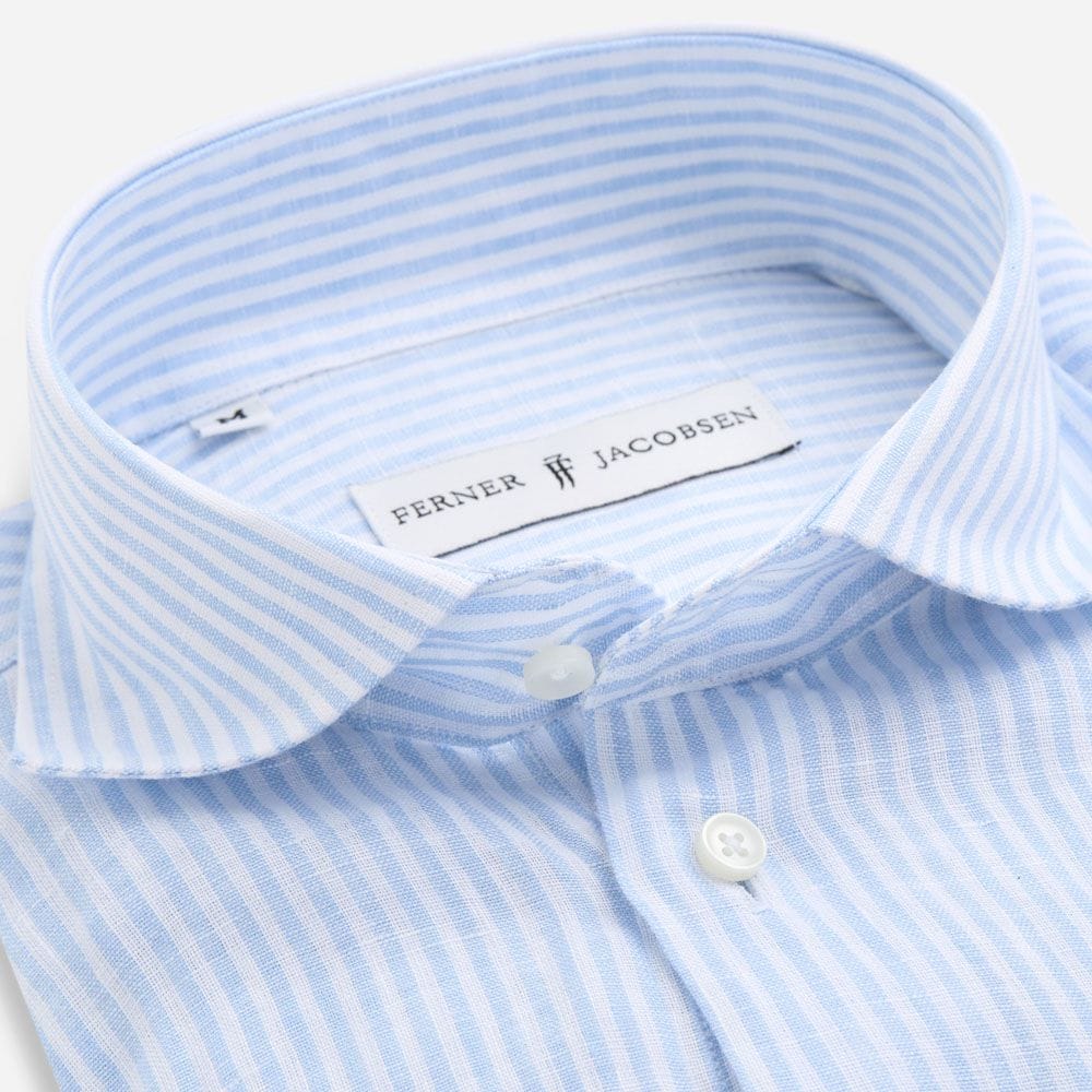 Slim Linen Shirt - Blue-White Stripes