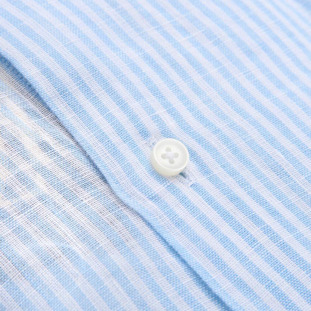 Slim Linen Shirt - Blue-White Stripes
