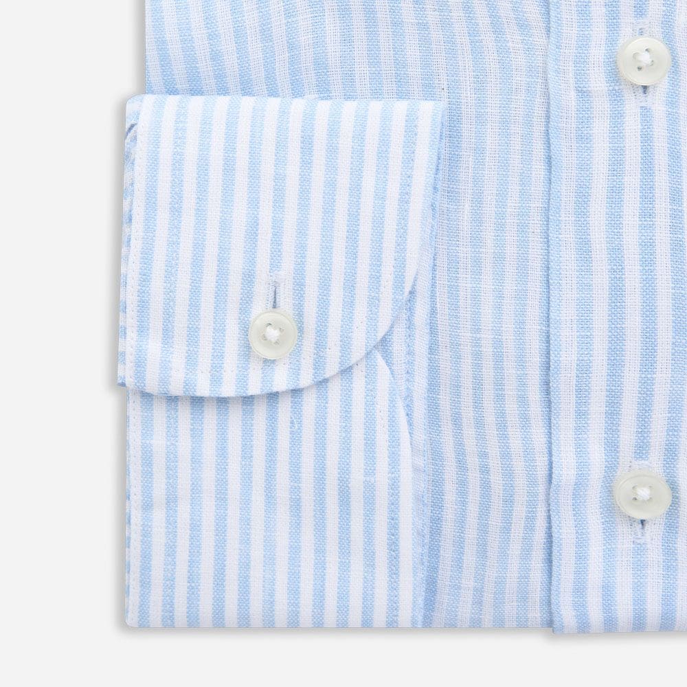 Slim Linen Shirt - Blue-White Stripes