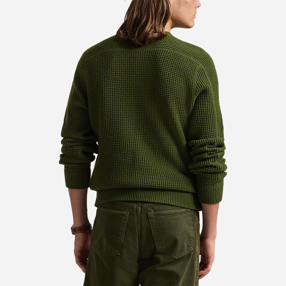 Waffle-Knit Wool-Alpaca Sweater - New Olive