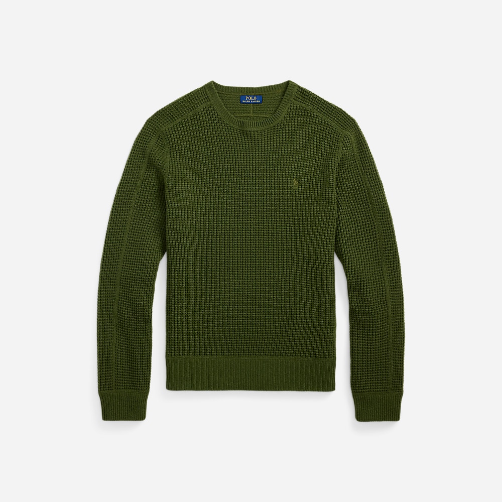 Waffle-Knit Wool-Alpaca Sweater - New Olive