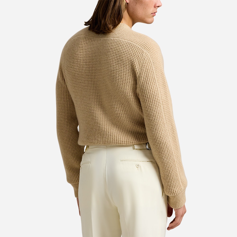 Waffle-Knit Wool-Alpaca Sweater - Dune Melange