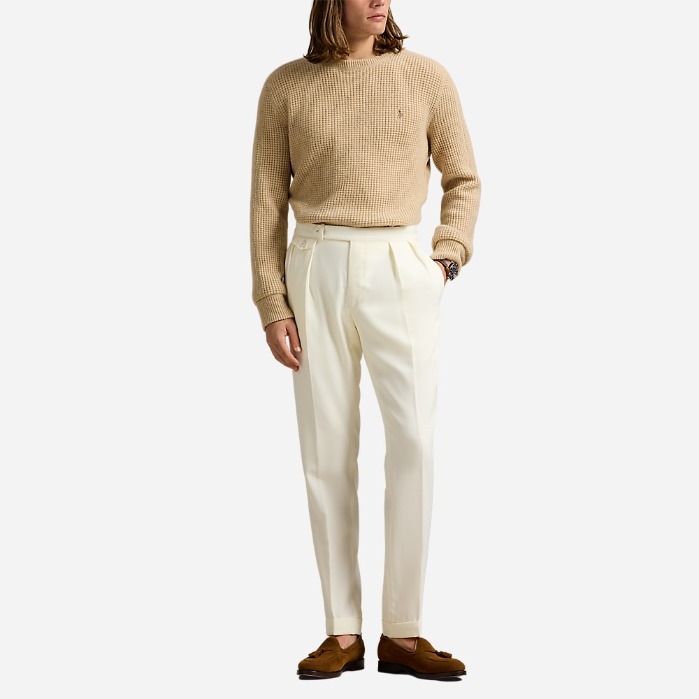 Waffle-Knit Wool-Alpaca Sweater - Dune Melange