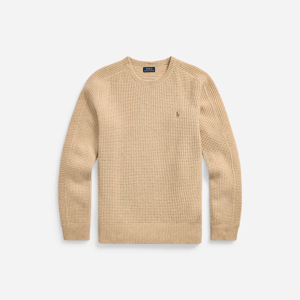 Waffle-Knit Wool-Alpaca Sweater - Dune Melange