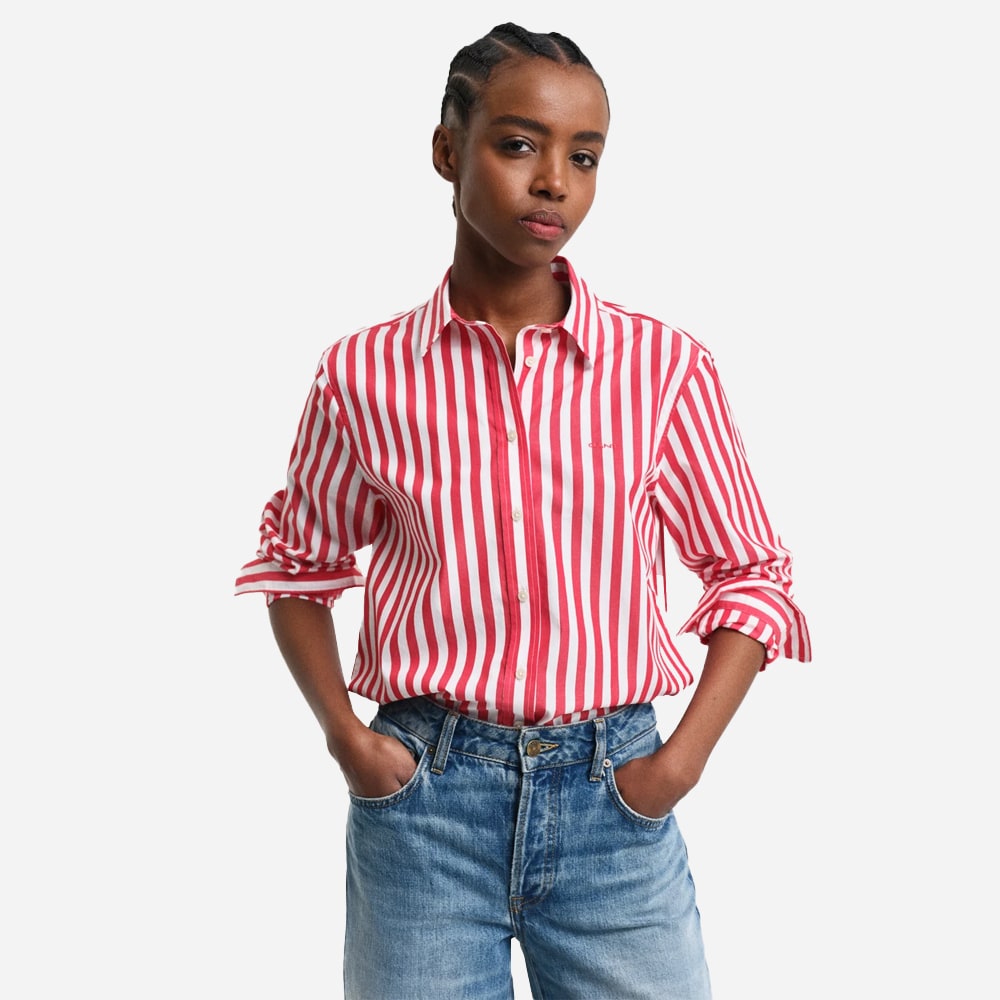Wide Stripe Shirt - Bright Red
