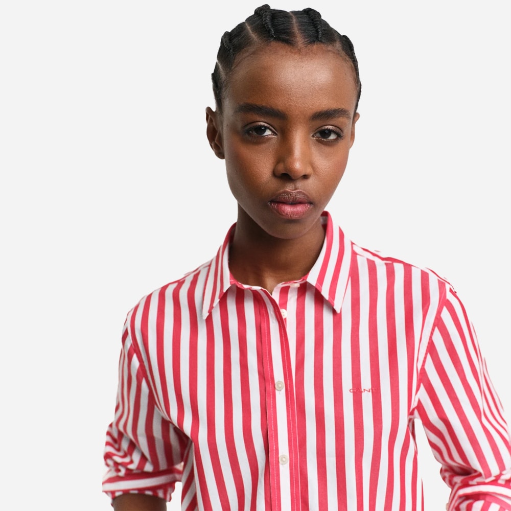 Wide Stripe Shirt - Bright Red