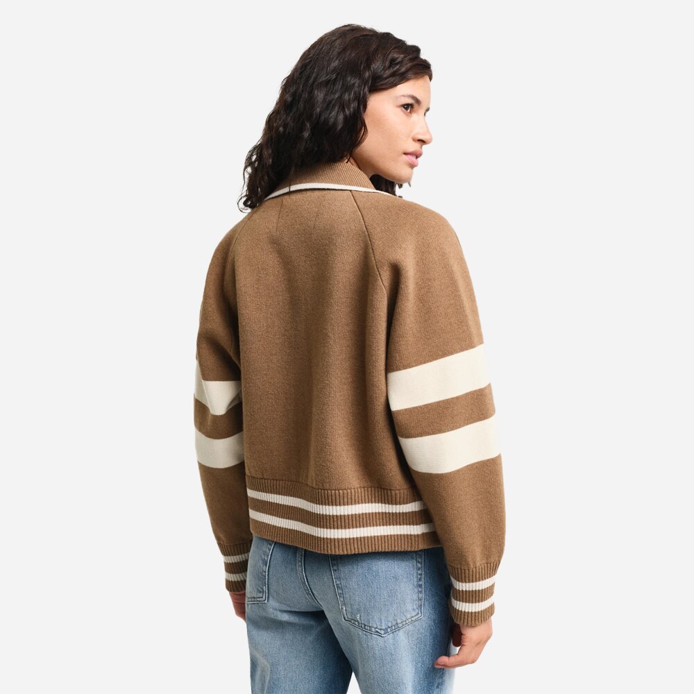 Varsity Knitted Jacket - Beige
