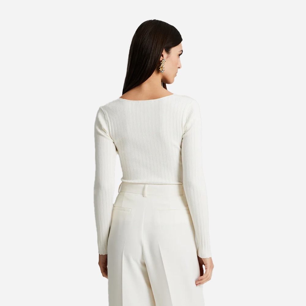 Polly Rib-Knit Top - Chalk White