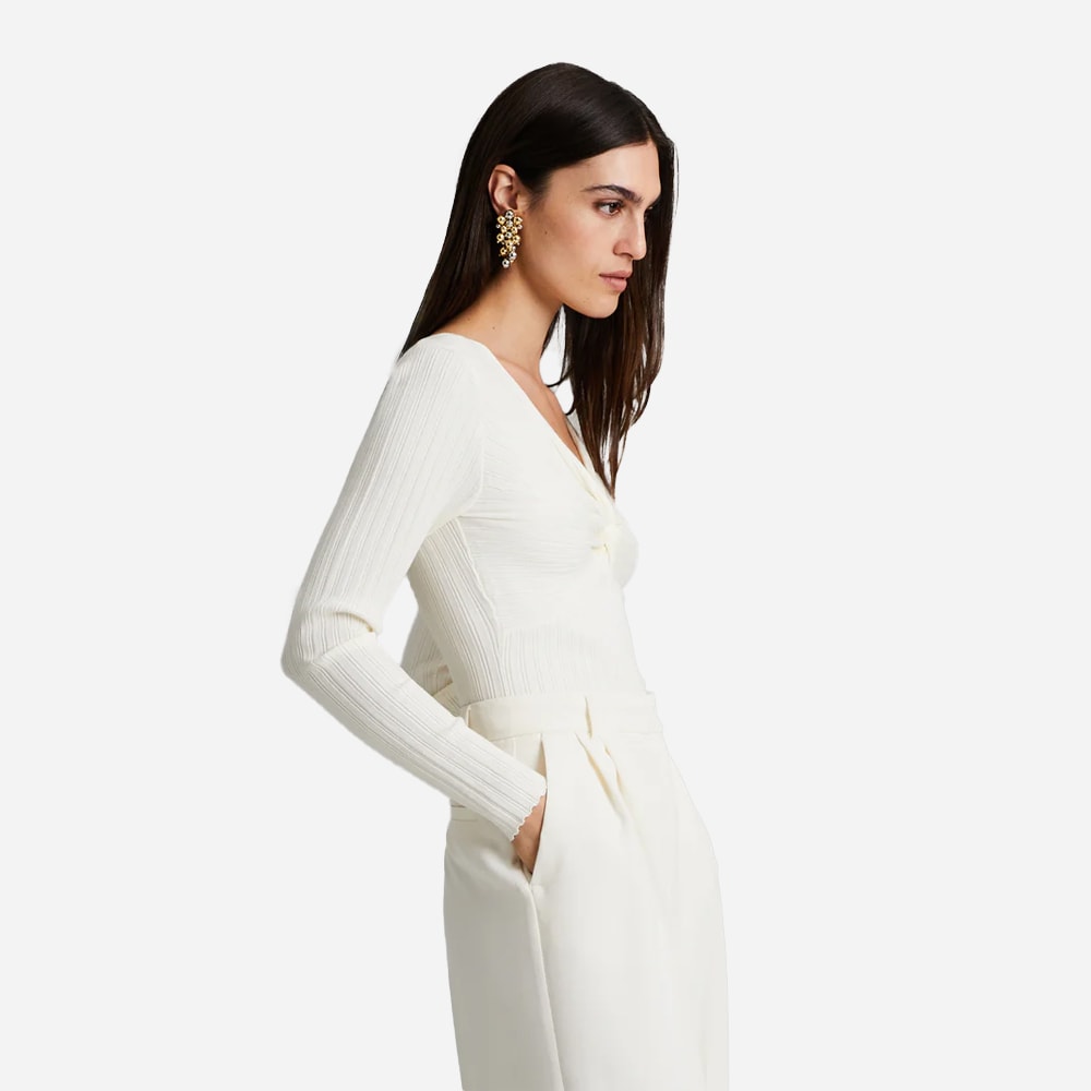 Polly Rib-Knit Top - Chalk White
