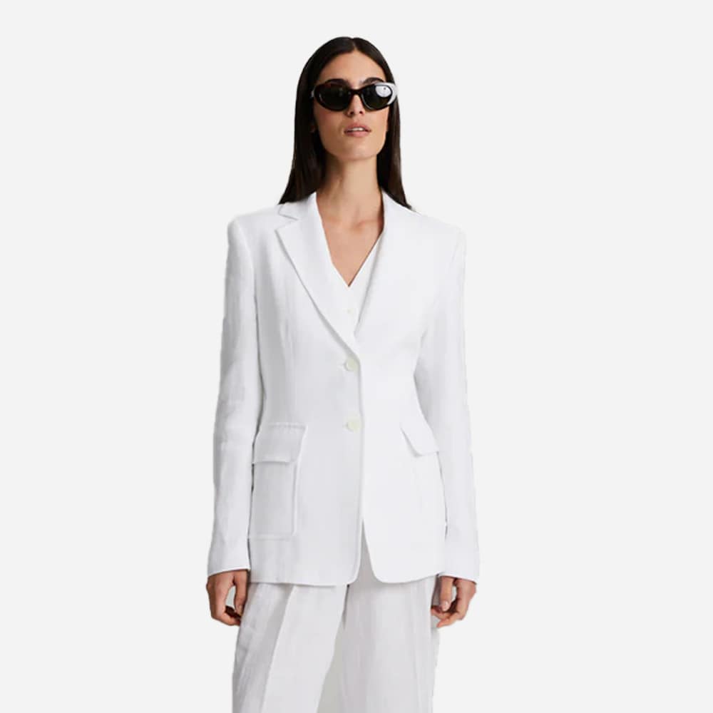 Windy Linen Blazer - Brilliant White