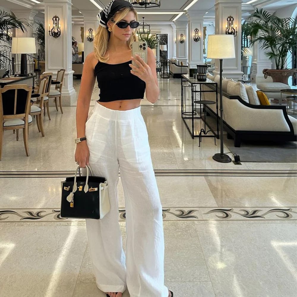 Kamille Linen Trousers - Brilliant White